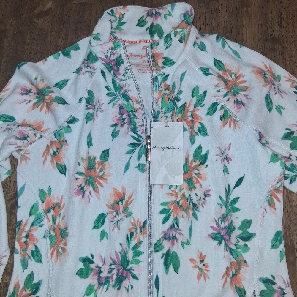 NWT Tommy Bahama Aruba Joyful Bloom Full Zip Sweatshirt Jacket S - Picture 4 of 7